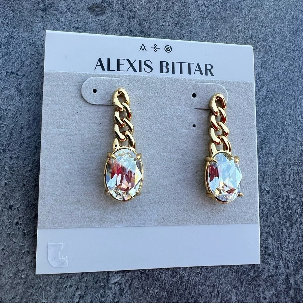 Alexis Bittar Bonbon Crystal Small Drop Post Earring in Gold NWT 125$